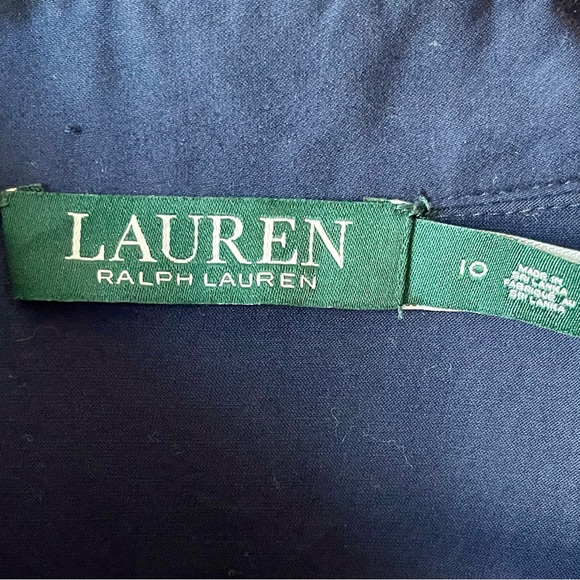 Lauren Ralph Lauren Navy Blue Pleated Shirt Dress Womens Size 10 Button Up - Picture 9 of 11
